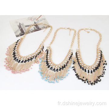 Collier de costume bijoux collier perlé Designs Bib Tassel